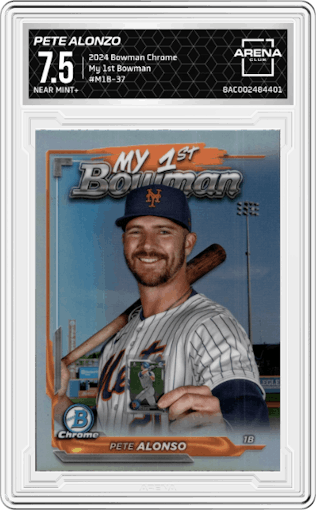Pete Alonzo from the 2024 Bowman Chrome set graded by Arena Club and given an overall grade of 7.5.