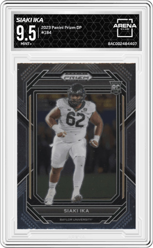Siaki Ika from the 2023 Panini Prizm Draft Picks set graded by Arena Club and given an overall grade of 9.5.