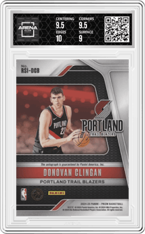 Donovan Clingan from the 2024-25 Panini Prizm set graded by Arena Club and given an overall grade of 9.5.
