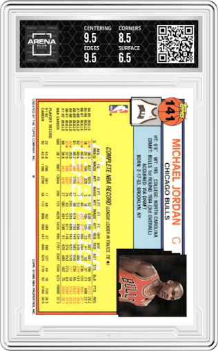 Michael Jordan from the 1992-93 Topps set graded by Arena Club and given an overall grade of 7.