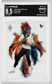 C.J. Stroud from the 2024 Panini Phoenix set graded by Arena Club and given an overall grade of 8.5.