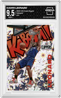 Kawhi Leonard from the 2019-20 Panini Crown Royale set graded by Arena Club and given an overall grade of 9.5.