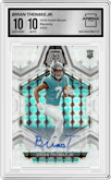 Brian Thomas Jr. from the 2024 Panini Mosaic set graded by Arena Club and given an overall grade of 10.