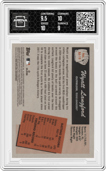 Wyatt Langford	 from the 2024 Bowman's Best set graded by Arena Club and given an overall grade of 9.5.