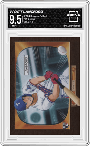 Wyatt Langford	 from the 2024 Bowman's Best set graded by Arena Club and given an overall grade of 9.5.