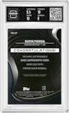 Dustin Pedroia from the 2022 Topps Chrome Black set featuring a Gold Mini-Diamond Refractor parallel graded by Arena Club and given an overall grade of 9.5.