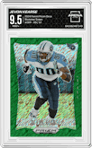 Jevon Kearse from the 2024 Panini Prizm Deca set featuring a Shimmer Green Prizm FOTL parallel graded by Arena Club and given an overall grade of 9.5.