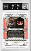 Chase Brown from the 2023 Panini Obsidian set featuring a Electric Etch Contra parallel graded by Arena Club and given an overall grade of 9.5.