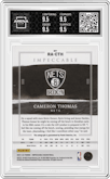 Cameron Thomas from the 2021-22 Panini Impeccable  set graded by Arena Club and given an overall grade of 9.5.