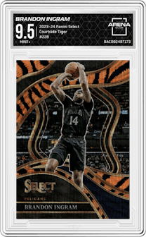 Brandon Ingram from the 2023-24 Panini Select  set featuring a Tiger parallel graded by Arena Club and given an overall grade of 9.5.