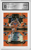 Jalen Williams  from the 2023-24 Panini Select  set featuring a Neon Orange Pulsar Prizm FOTL parallel graded by Arena Club and given an overall grade of 10.