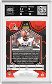 Myles Garrett from the 2024 Panini Mosaic set featuring a Orange Fluorescent parallel graded by Arena Club and given an overall grade of 9.5.