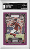 Tank Dell from the 2023 Panini Prizm set featuring a Purple Wave parallel graded by Arena Club and given an overall grade of 9.