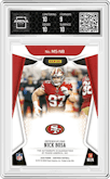 Nick Bosa from the 2020 Panini Certified set featuring a Mirror Red parallel graded by Arena Club and given an overall grade of 9.5.