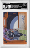 A.J. Brown from the 2019 Panini Certified set featuring a Mirror Orange parallel graded by Arena Club and given an overall grade of 9.5.