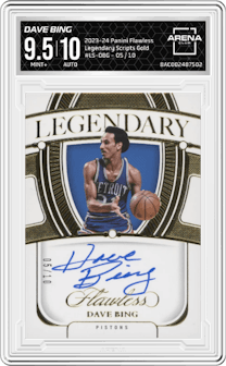 Dave Bing from the 2023-24 Panini Flawless set featuring a Gold parallel and given an overall grade of 9.5.