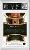 Kevin Durant  from the 2023-24 Panini Select  set featuring a Zebra Prizm parallel graded by Arena Club and given an overall grade of 9.5.