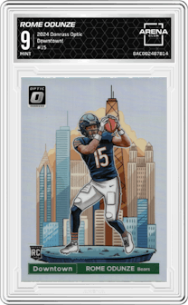 Rome Odunze from the 2024 Donruss Optic set graded by Arena Club and given an overall grade of 9.