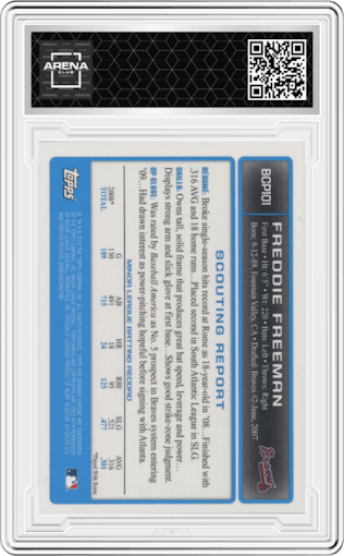 Freddie Freeman from the 2009 Bowman Chrome set graded by Arena Club.