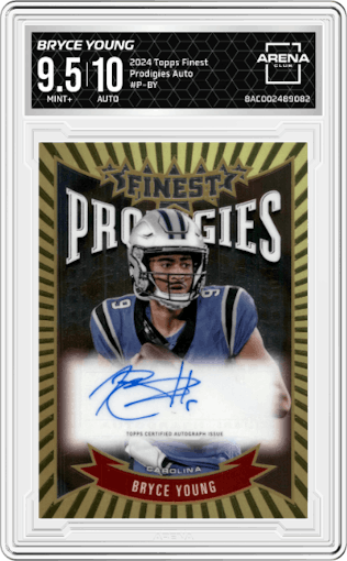 Bryce Young from the 2024 Finest set graded by Arena Club and given an overall grade of 9.5.