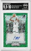 Ja Morant from the 2023-24 Panini Prizm Deca set featuring a FOTL Green Shimmer parallel graded by Arena Club and given an overall grade of 9.5.