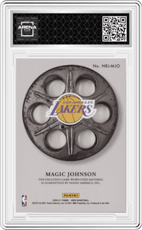Magic Johnson from the 2020-21 Panini Noir set featuring a Tag parallel graded by Arena Club.