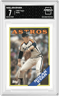 Nolan Ryan from the 1988 Topps set graded by Arena Club and given an overall grade of 7.