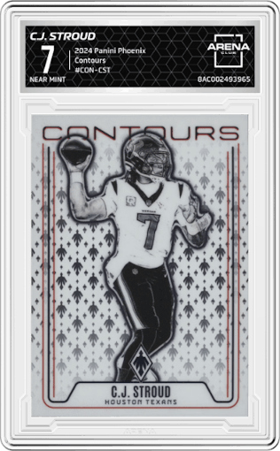 C.J. Stroud  from the 2024 Panini Phoenix set graded by Arena Club and given an overall grade of 7.