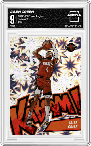 Jalen Green from the 2022-23 Panini Crown Royale set graded by Arena Club and given an overall grade of 9.