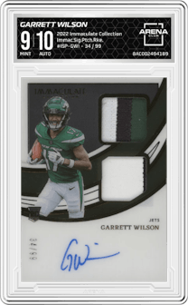 Garrett Wilson from the 2022 Panini Immaculate Collection set and given an overall grade of 9.