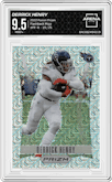 Derrick Henry from the 2022 Panini Prizm set featuring a Mojo parallel graded by Arena Club and given an overall grade of 9.5.