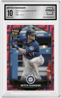 Mitch Haniger from the 2022 Topps Transcendent Collection VIP set graded by Arena Club and given an overall grade of 10.