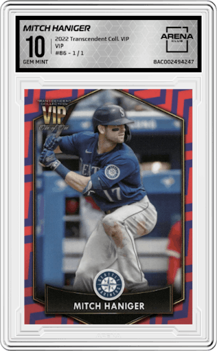 Mitch Haniger from the 2022 Topps Transcendent Collection VIP set graded by Arena Club and given an overall grade of 10.