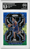 Cade Cunningham from the 2021-22 Panini Prizm  set featuring a Choice Blue/Yellow/Green parallel graded by Arena Club and given an overall grade of 9.5.