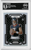 C.J. Stroud from the 2023 Panini Prizm set featuring a Silver Prizm parallel graded by Arena Club and given an overall grade of 9.5.