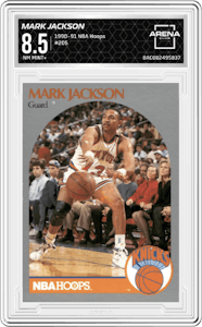 Mark Jackson from the 1990-91 NBA Hoops set graded by Arena Club and given an overall grade of 8.5.