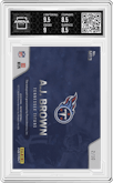 A.J. Brown from the 2019 Panini Instant NFL set graded by Arena Club and given an overall grade of 9.