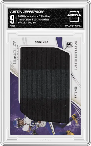 Justin Jefferson  from the 2020 Panini Immaculate Collection set graded by Arena Club and given an overall grade of 9.