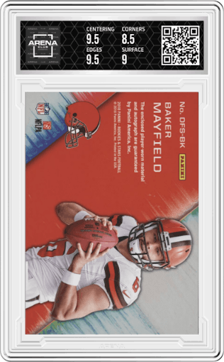 Baker Mayfield from the 2018 Panini Rookies & Stars set graded by Arena Club and given an overall grade of 9.