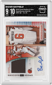Baker Mayfield from the 2018 Panini Rookies & Stars set and given an overall grade of 9.