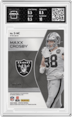 Maxx Crosby from the 2020 Panini Spectra set graded by Arena Club and given an overall grade of 9.