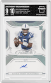 Anthony Richardson from the 2023 Panini Flawless set featuring a Silver parallel graded by Arena Club and given an overall grade of 9.