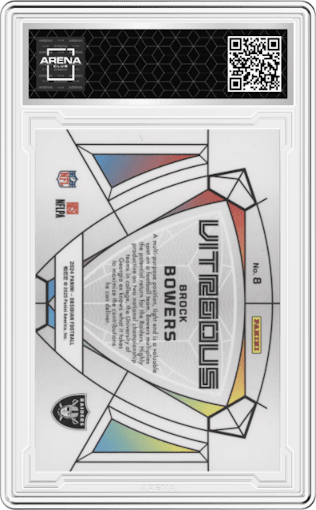 Brock Bowers from the 2024 Panini Obsidian set graded by Arena Club.