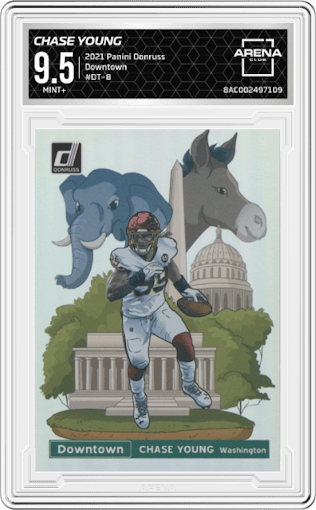 Chase Young from the 2021 Panini Donruss set graded by Arena Club and given an overall grade of 9.5.