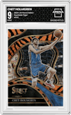 Chet Holmgren from the 2023-24 Panini Select  set featuring a Tiger parallel graded by Arena Club and given an overall grade of 9.