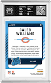 Caleb Williams from the 2024 Donruss set featuring a Blue Scope parallel graded by Arena Club and given an overall grade of 9.5.
