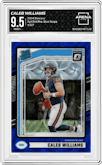 Caleb Williams from the 2024 Donruss set featuring a Blue Scope parallel graded by Arena Club and given an overall grade of 9.5.