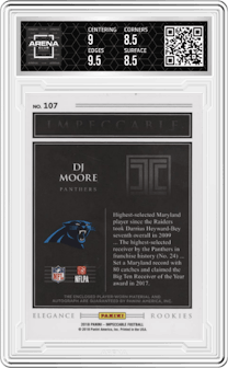 DJ Moore from the 2018 Panini Impeccable set and given an overall grade of 9.