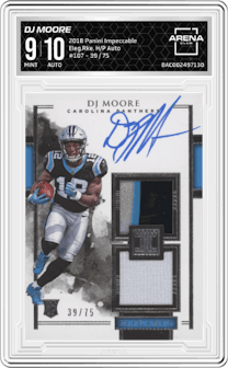 DJ Moore from the 2018 Panini Impeccable set and given an overall grade of 9.