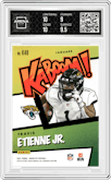 Travis Etienne Jr. from the 2021 Panini Absolute set graded by Arena Club and given an overall grade of 9.5.
